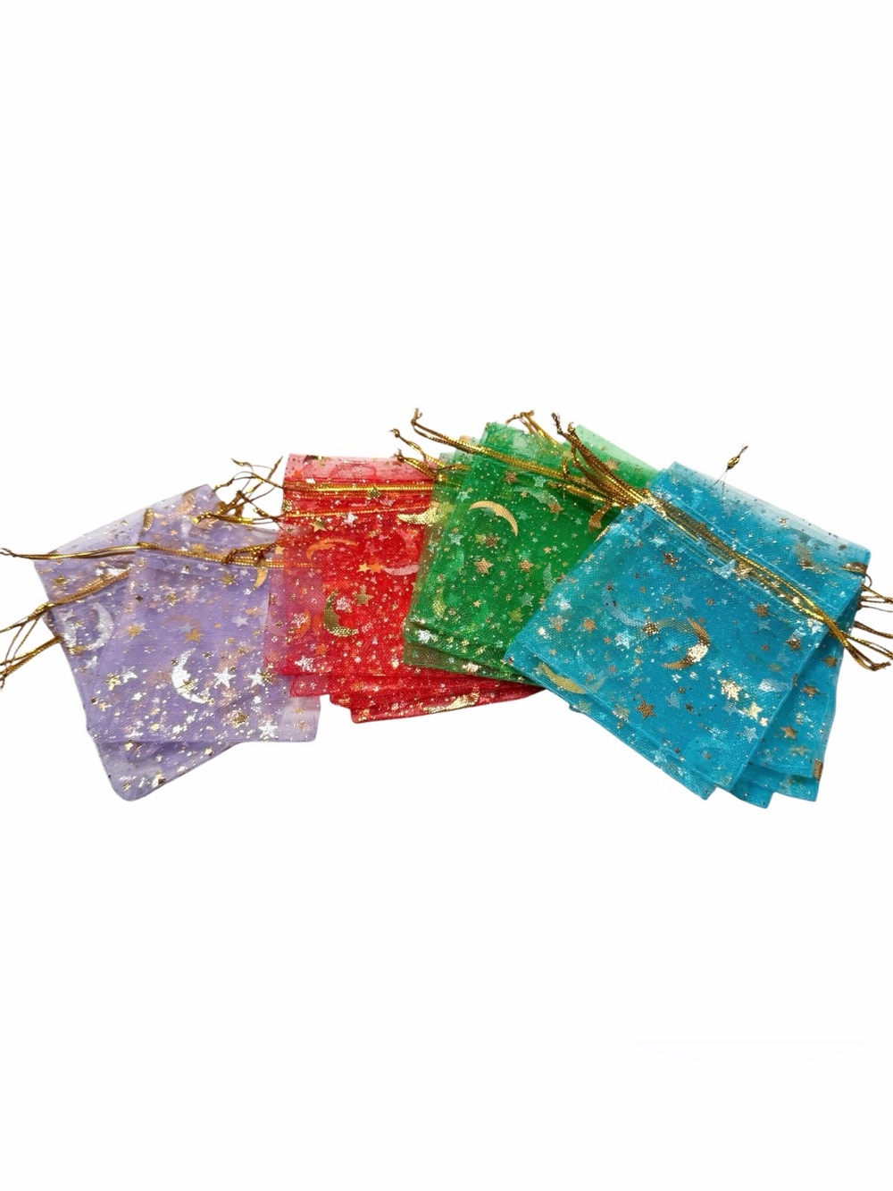 Bags Gift 3.5”x2.75” (20ct) Stars Moons Drawstring (4 Colors)